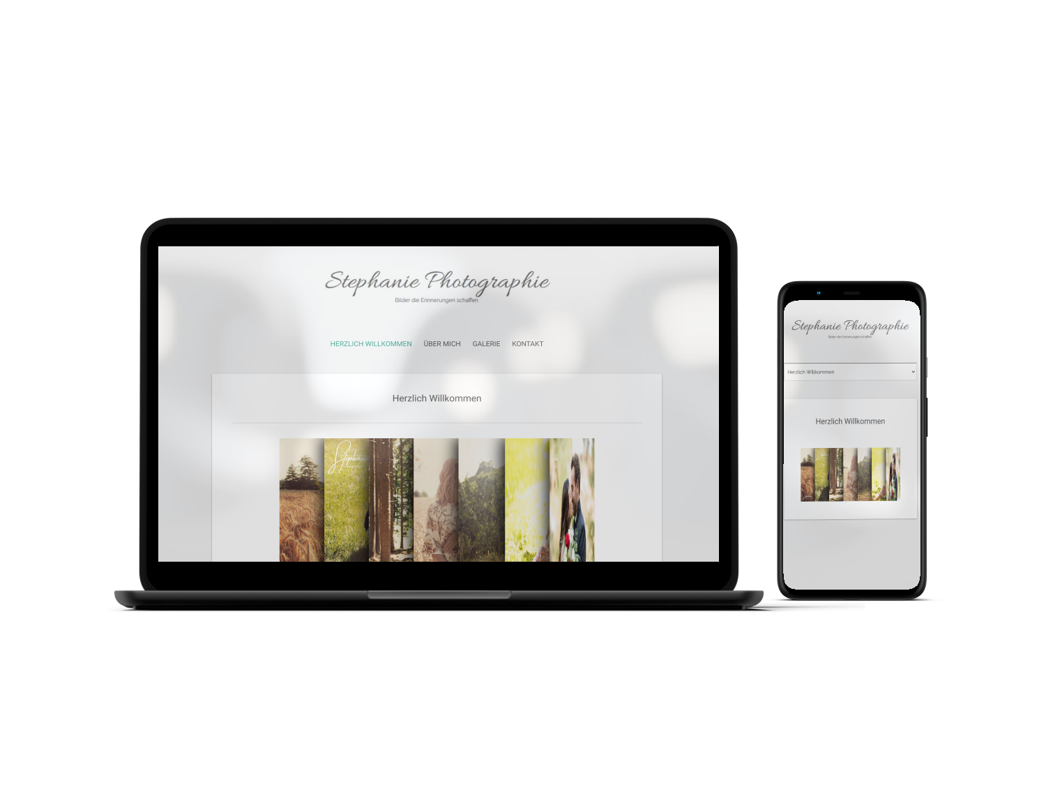 Webseite einer Fotografin in mobiler und Desktop-Ansicht