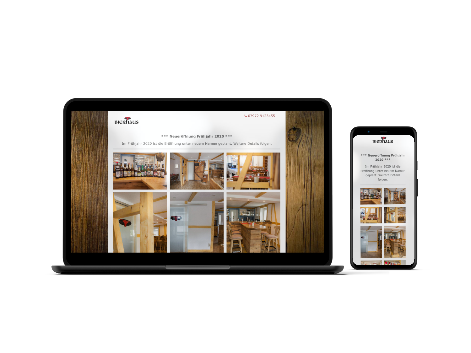 Webseite eines Restaurants in mobiler und Desktop-Ansicht